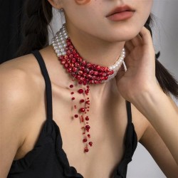 occidental style  wind Pearl necklace  creative tassel clavicle