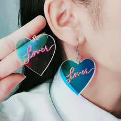  transparent ear stud Acrylic earrings fashion personality sweet love rainbow ..