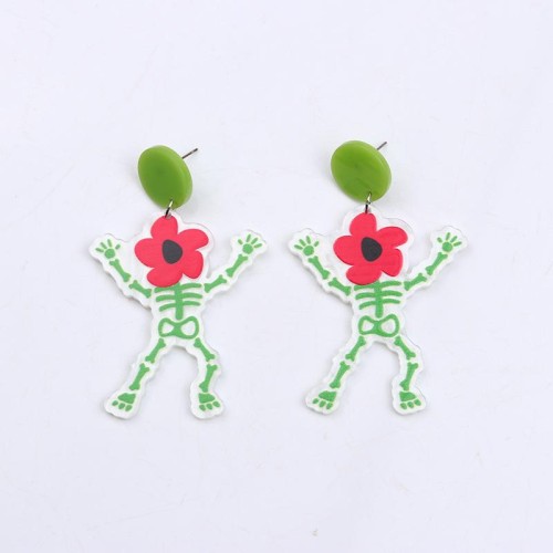  ear stud earring fashion personality Acrylic skull flowers earrings woman