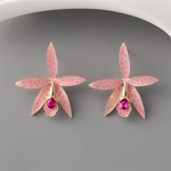 occidental style brief flowers ear stud Alloy diamond earrings fashion all-Pur..