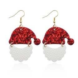 christmas Santa Claus christmas leather sequin splice earrings earring occiden..