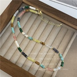 color natural gold handmade beads necklace clavicle chain high chain occidenta..