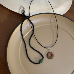 natural cirque pendant Double layer medium necklace woman samll retro bamboo c..
