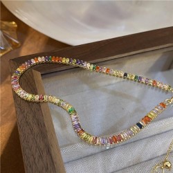 occidental style personality color zircon short style chain bracelet fashion t..