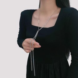 ( Silver)occidental style fashion long necklace woman samll high snake chain brief all-Purpose sweater chain