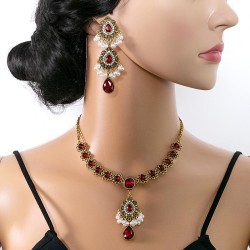 occidental style luxurious drop set  exaggerating retro palace wind Pearl earr..