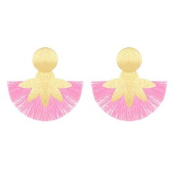 occidental style geometry flowers tassel earrings woman exaggerating personali..