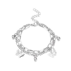 occidental style Double layer butterfly Anklet woman fashion trend multilayer ..