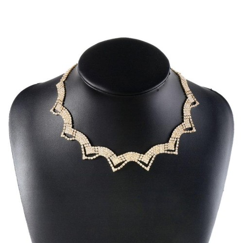 occidental style wind elegant fully-jewelled necklace  retro exaggerating geometry claw chain clavicle chain