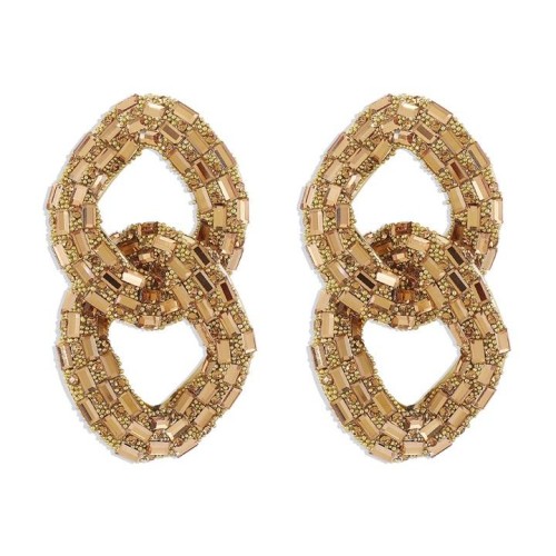 E occidental style temperament fully-jewelled hollow earrings  exaggerating geometry chain flash diamond ear stud