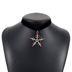 christmas trend  retro velvet diamond snowflake christmas tree pendant necklac..