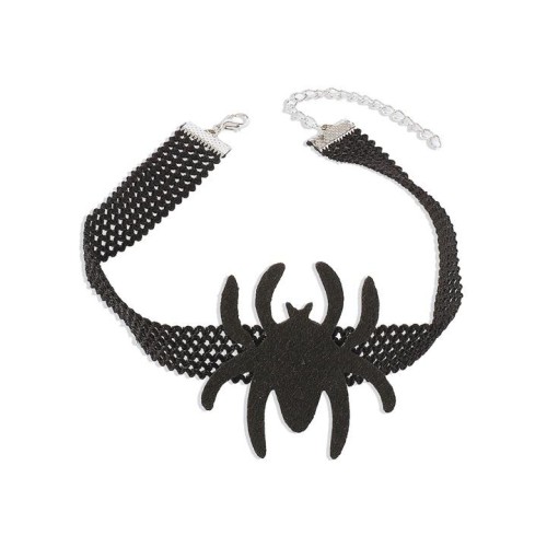  black spider chain  exaggerating skull pendant day necklace