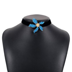 elegant multicolor flowers necklace  retro wind velvet enamel temperament cha..