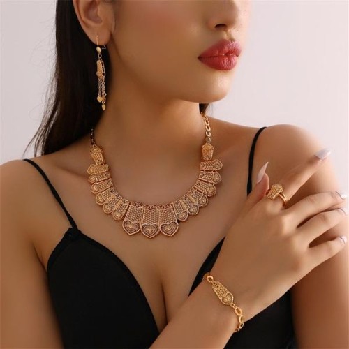  occidental style temperament necklace ear stud bracelet ring set palace wind