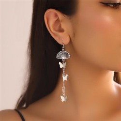 E occidental style woman tassel long style earrings sector butterfly Pearl fas..