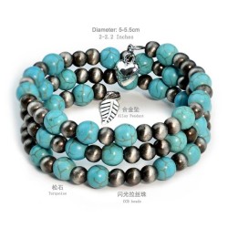  occidental style ethnic style turquoise beads bracelet man woman samll lovers..