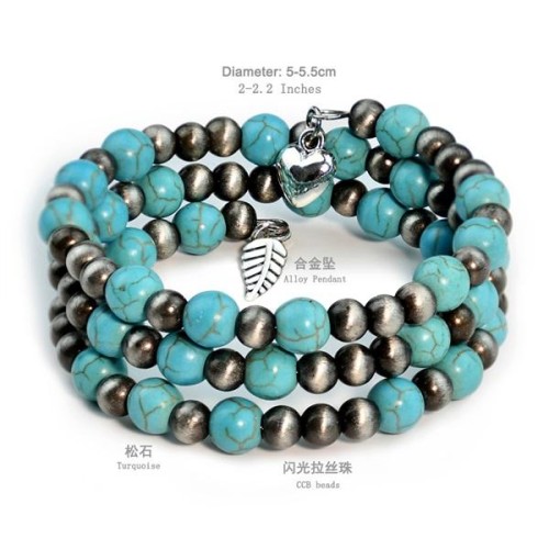  occidental style ethnic style turquoise beads bracelet man woman samll lovers multilayer