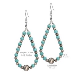Bohemia ethnic style turquoise beads earrings woman beads earring occidental s..