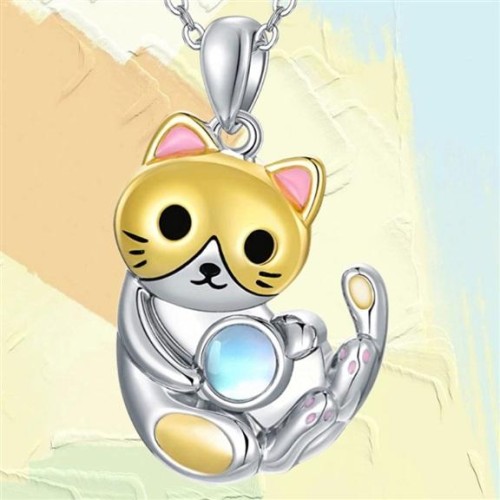   emu fashion lovely cartoon cat woman necklace pendant clavicle chain