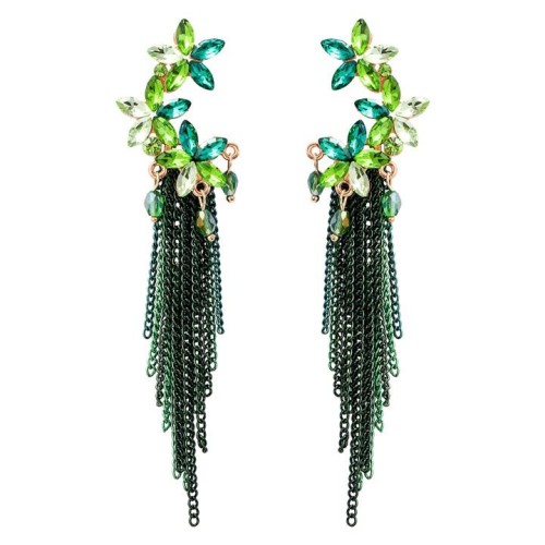 UR long style retro super flower tassel ear stud woman personality brief Bohemian style earrings