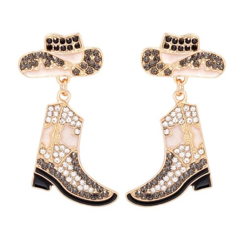 occidental style Earring exaggerating creative embed Pearl earrings personality temperament High-heeled shoes