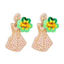 cartoon flower girl lovely woman fashion Street Snap earrings diamond ear stud..