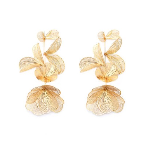 occidental style fashion retro palace wind long style hollow flowers earrings Metal earring Earring