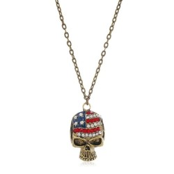  occidental style retro fully-jewelled skull necklace man lady personality pen..