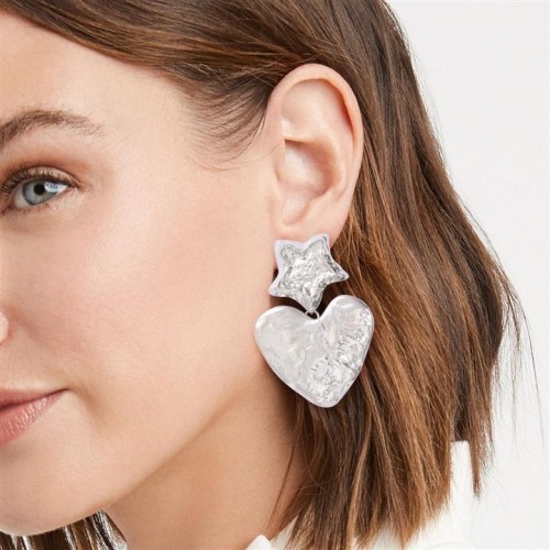  fashion personality wind Alloy love star earrings brief head woman Earring Peach heart earrings