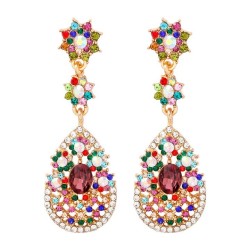 occidental style fashion drop Alloy embed colorful diamond retro temperament e..