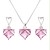  love necklace earrings set Peach heart bride necklace earrings set occidental style