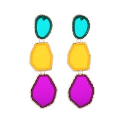 occidental style exaggerating earrings woman multilayer Alloy embed resin geom..