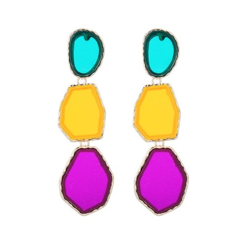occidental style exaggerating earrings woman multilayer Alloy embed resin geometry earring brief fashion all-Pu