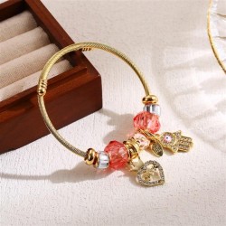  moreDIY beads diamond bangle love pendant bracelet  stainless steel lovers