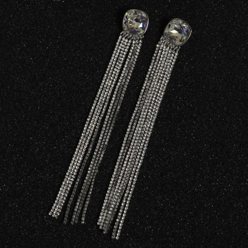 occidental style super claw chain Alloy diamond Rhinestone tassel geometry earrings woman Earring ear stud