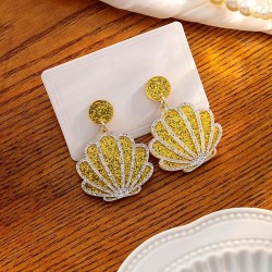 silver brief Shells resin earrings  Japan and Korea personality trend sequin Earring sweet pattern earri