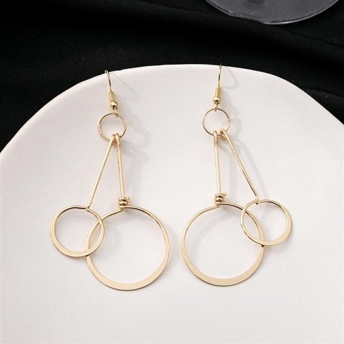 occidental style retro exaggerating big circle earrings  personality geometry multilayer Round hollow Earring 