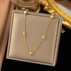  sweet wind all-Purpose Peach heart necklace woman samll love titanium steel g..