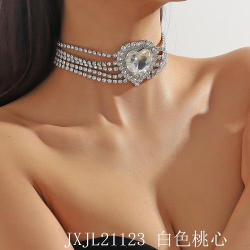  trend occidental style exaggerating multilayer diamond color Peach heart love crystal 