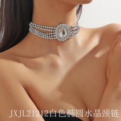  trend occidental style exaggerating multilayer diamond color Oval crystal nec..