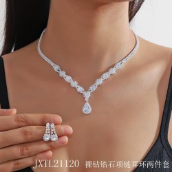   claw chain diamond Rhinestone zircon earrings necklace set  retro brief clav..