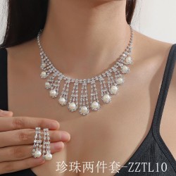   claw chain series exaggerating Pearl Rhinestone necklace earrings set  banqu..