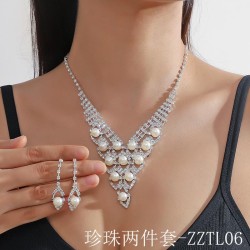  claw chain series Pearl Rhinestone necklace earrings set banquet necklace