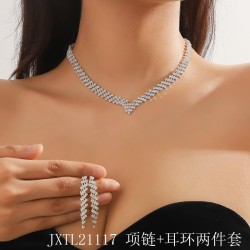   occidental style bride brief clavicle necklace earrings set