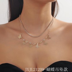  butterfly samll pendant Rhinestone crystal necklace multilayer chain necklace..