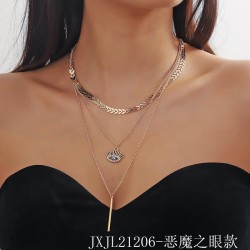   multilayer stainless steel chain necklace chain clavicle chain eyes pendant ..