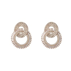 bronze embed zircon earrings fully-jewelled Earringins occidental style multil..