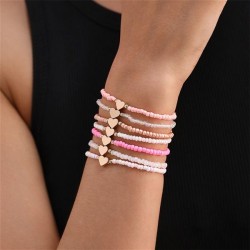  occidental style girl student beads bracelet Metal Peach heart fitting multic..