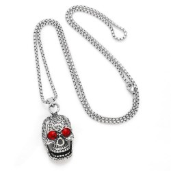 retro long style sweater chain occidental style personality head skull necklac..