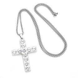 occidental style fully-jewelled cross pendant necklace personality all-Purpose..